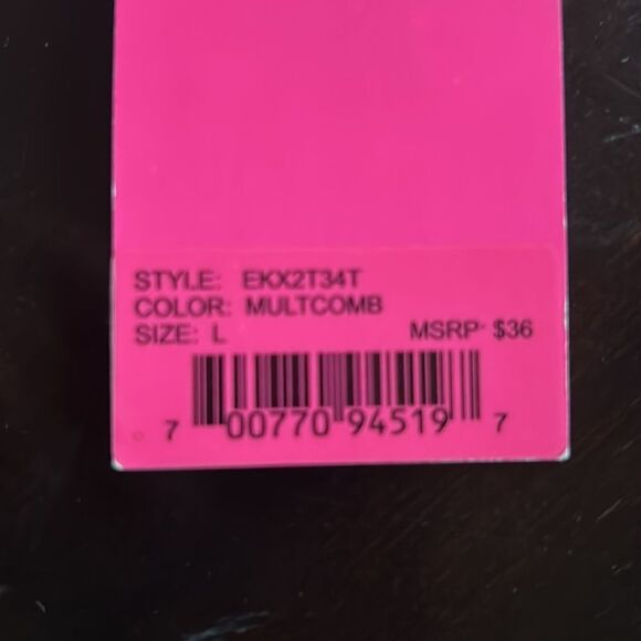 Betsy Johnson Sports Bra Floral Halter Neck Top shelf bra black orange white L - Picture 9 of 11